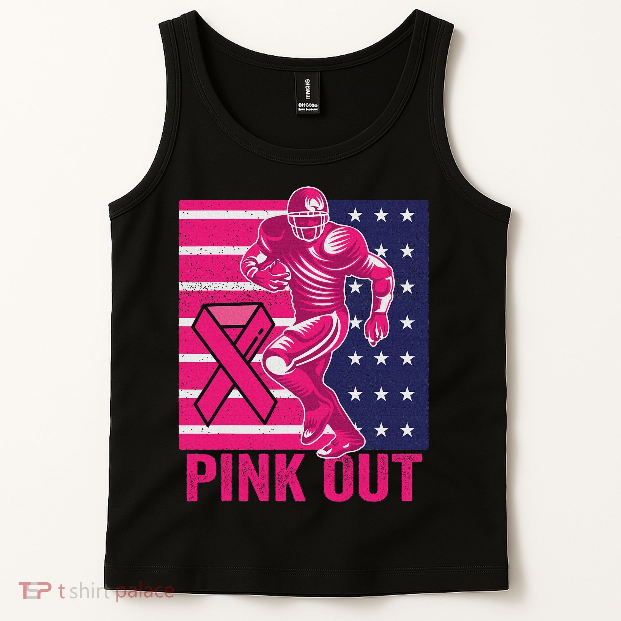 Pink Out Tackle Football Breast Cancer Awareness Tank Top