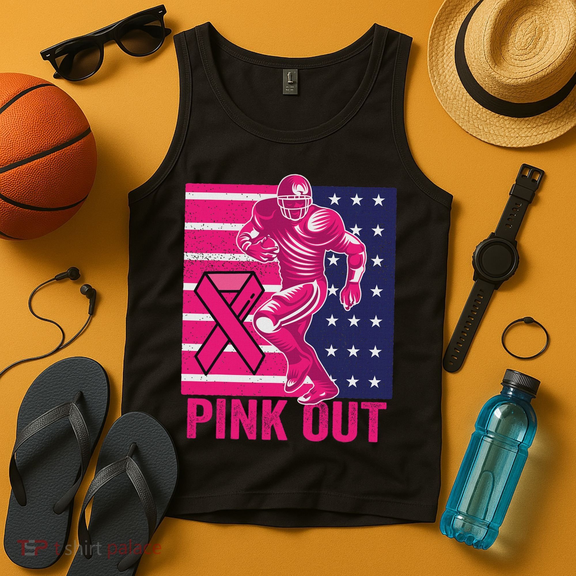Pink Out Tackle Football Breast Cancer Awareness Tank Top