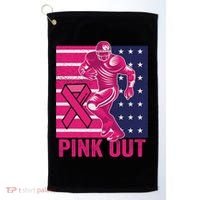 Pink Out Tackle Football Breast Cancer Awareness Golf Towel thumb 0