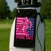 Pink Out Tackle Football Breast Cancer Awareness Golf Towel thumb 2