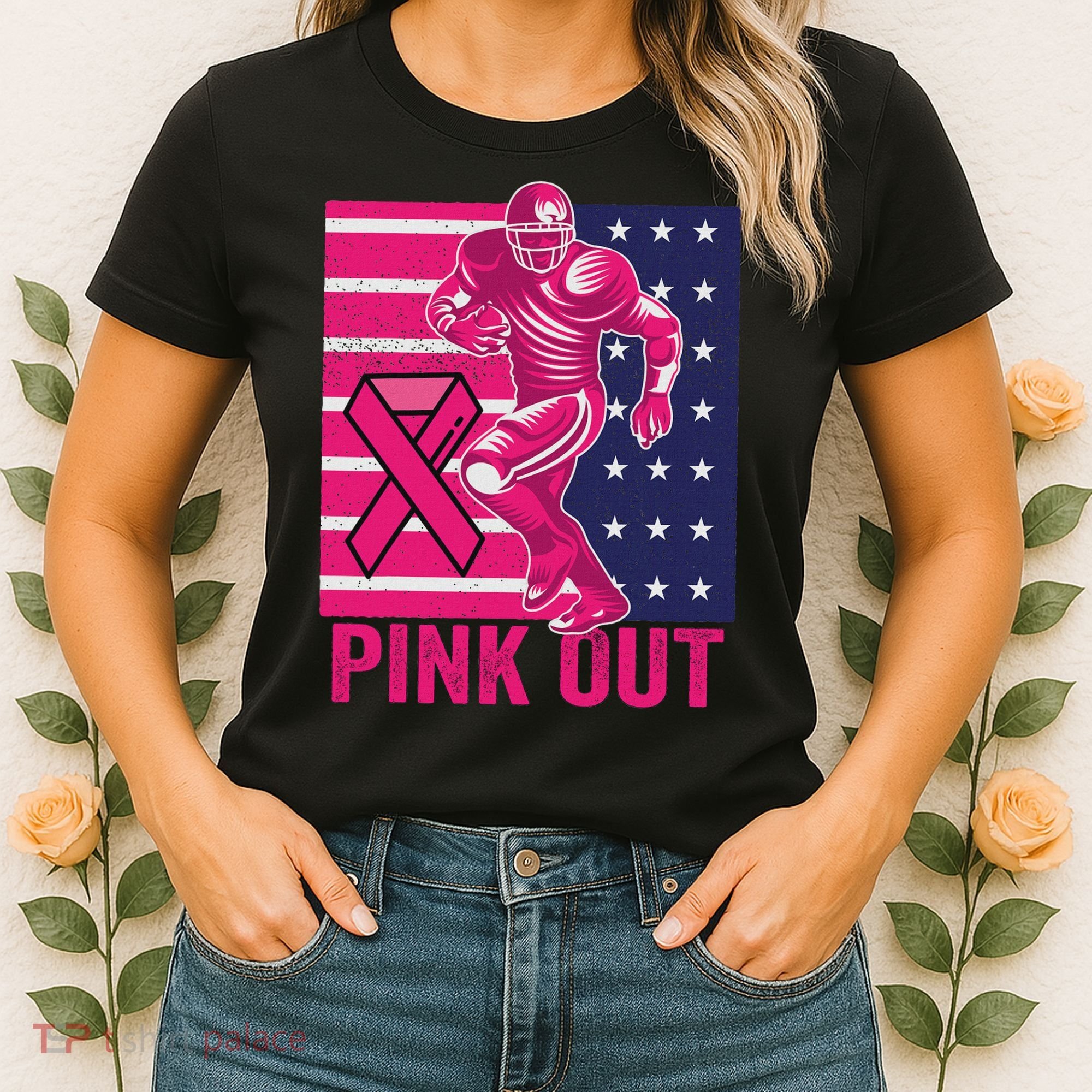 Pink Out Tackle Football Breast Cancer Awareness Women's T-Shirt