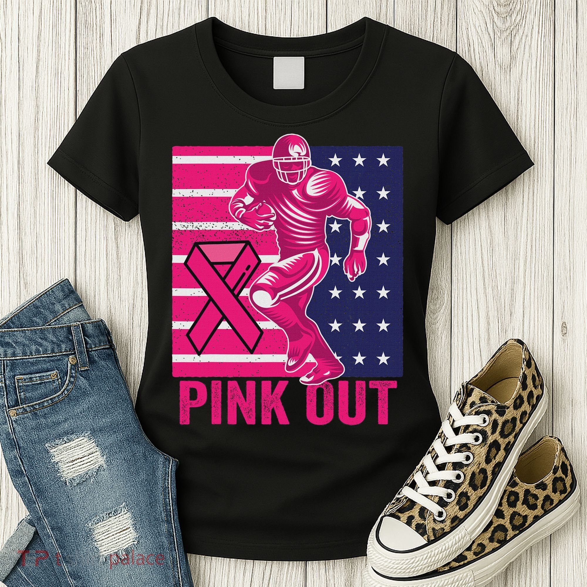 Pink Out Tackle Football Breast Cancer Awareness Women's T-Shirt