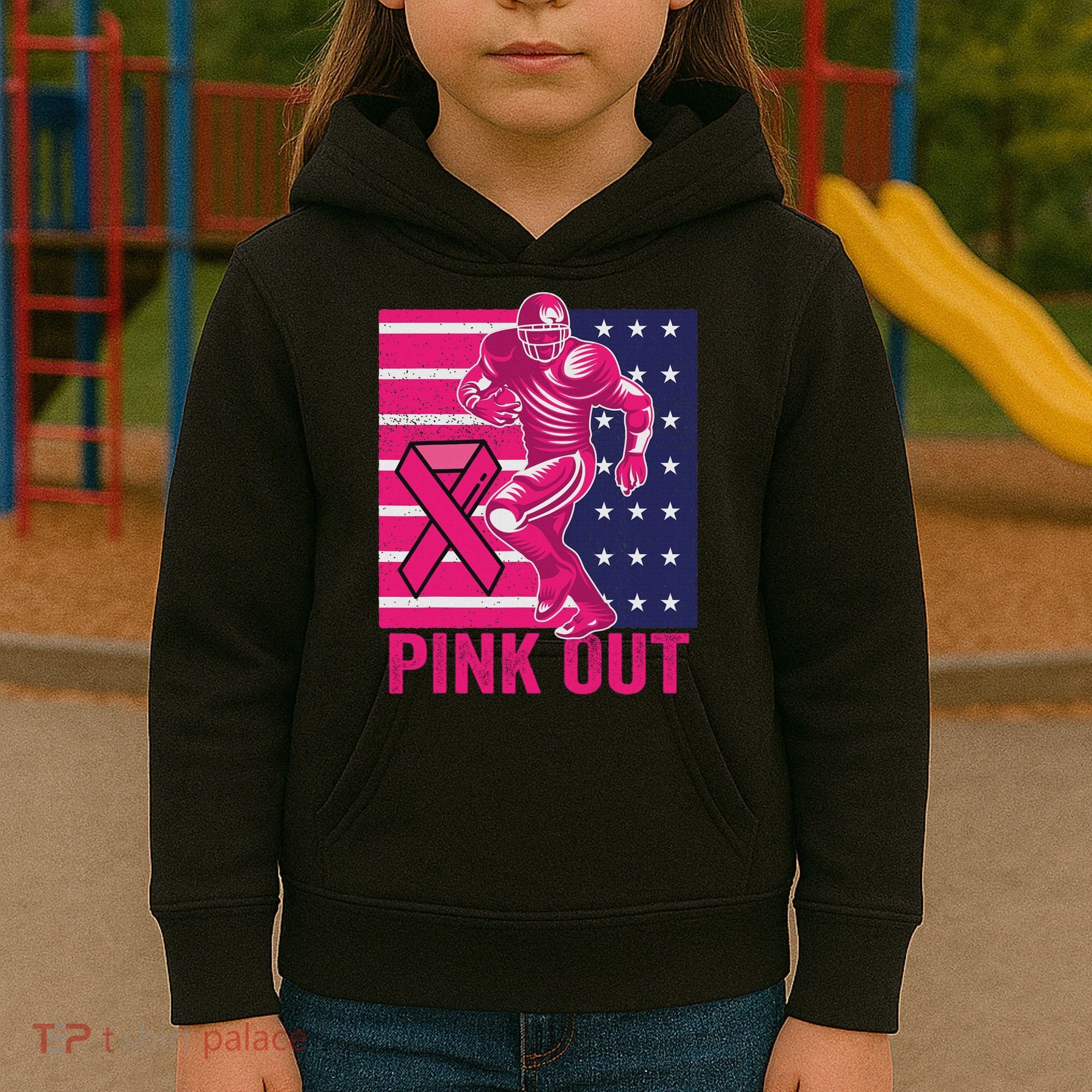 Pink Out Tackle Football Breast Cancer Awareness Kids Hoodie
