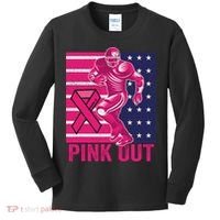 Pink Out Tackle Football Breast Cancer Awareness Kids Long Sleeve Shirt thumb 0