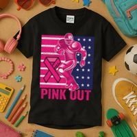 Pink Out Tackle Football Breast Cancer Awareness Kids T-Shirt thumb 3