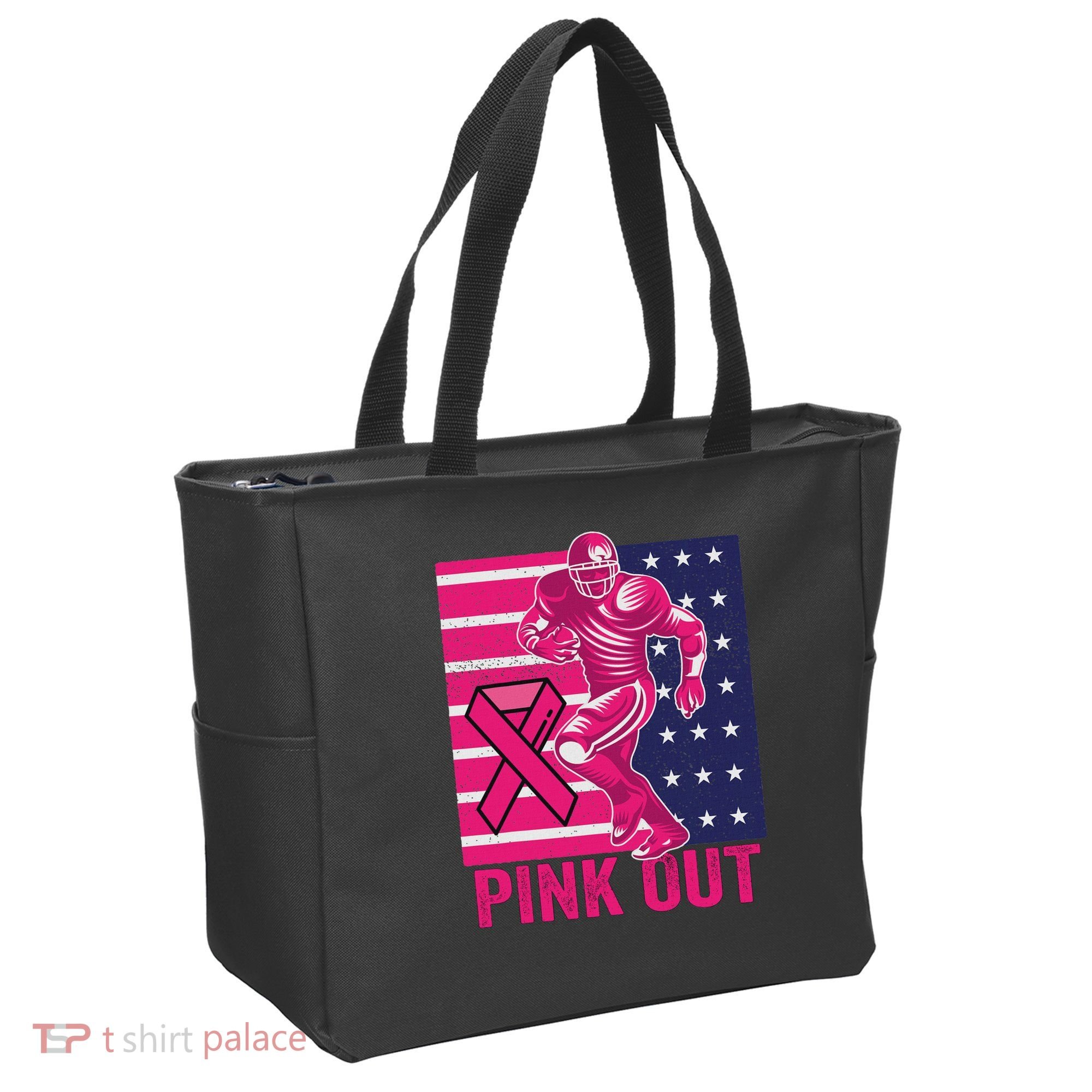 Pink Out Tackle Football Breast Cancer Awareness Tote Bag
