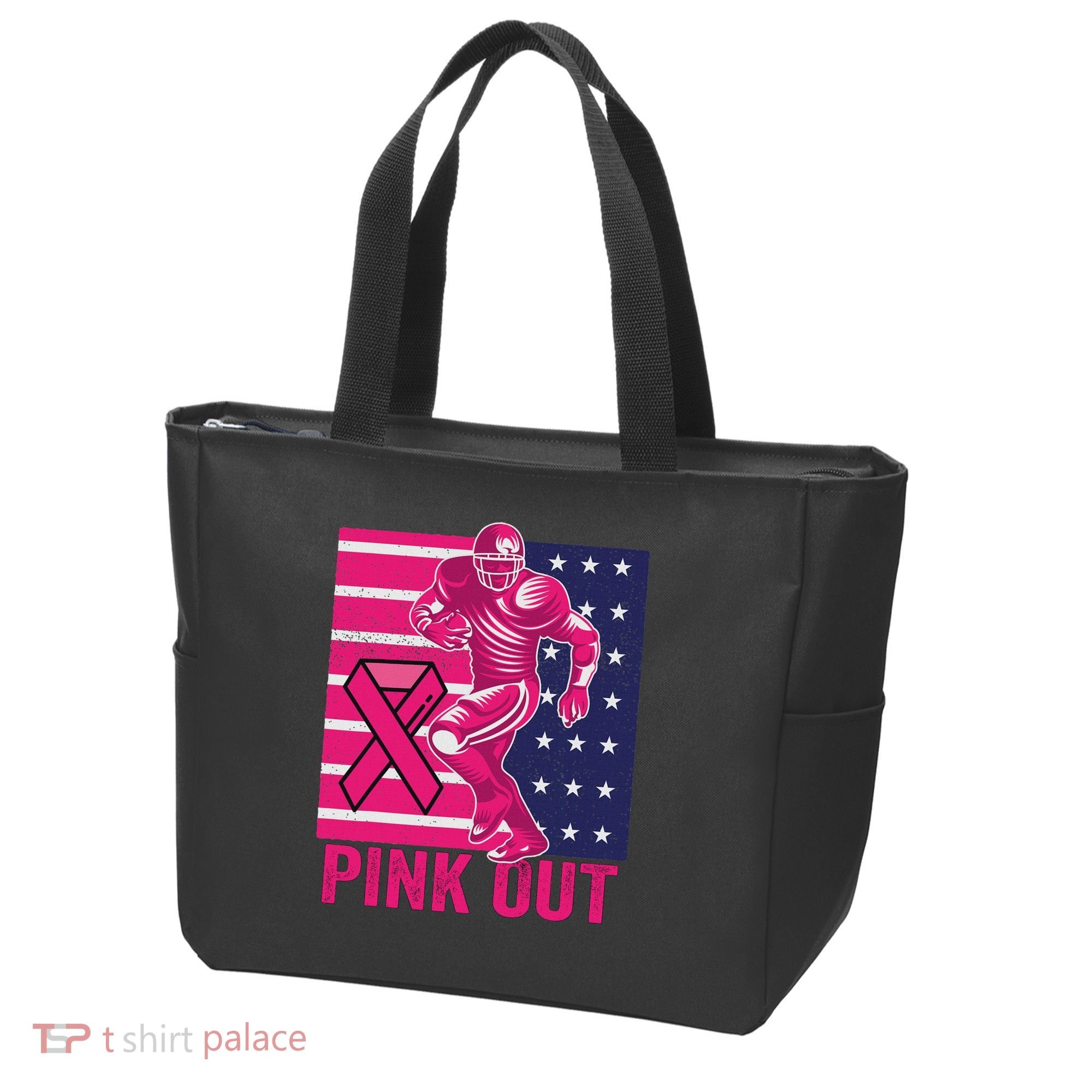 Pink Out Tackle Football Breast Cancer Awareness Tote Bag