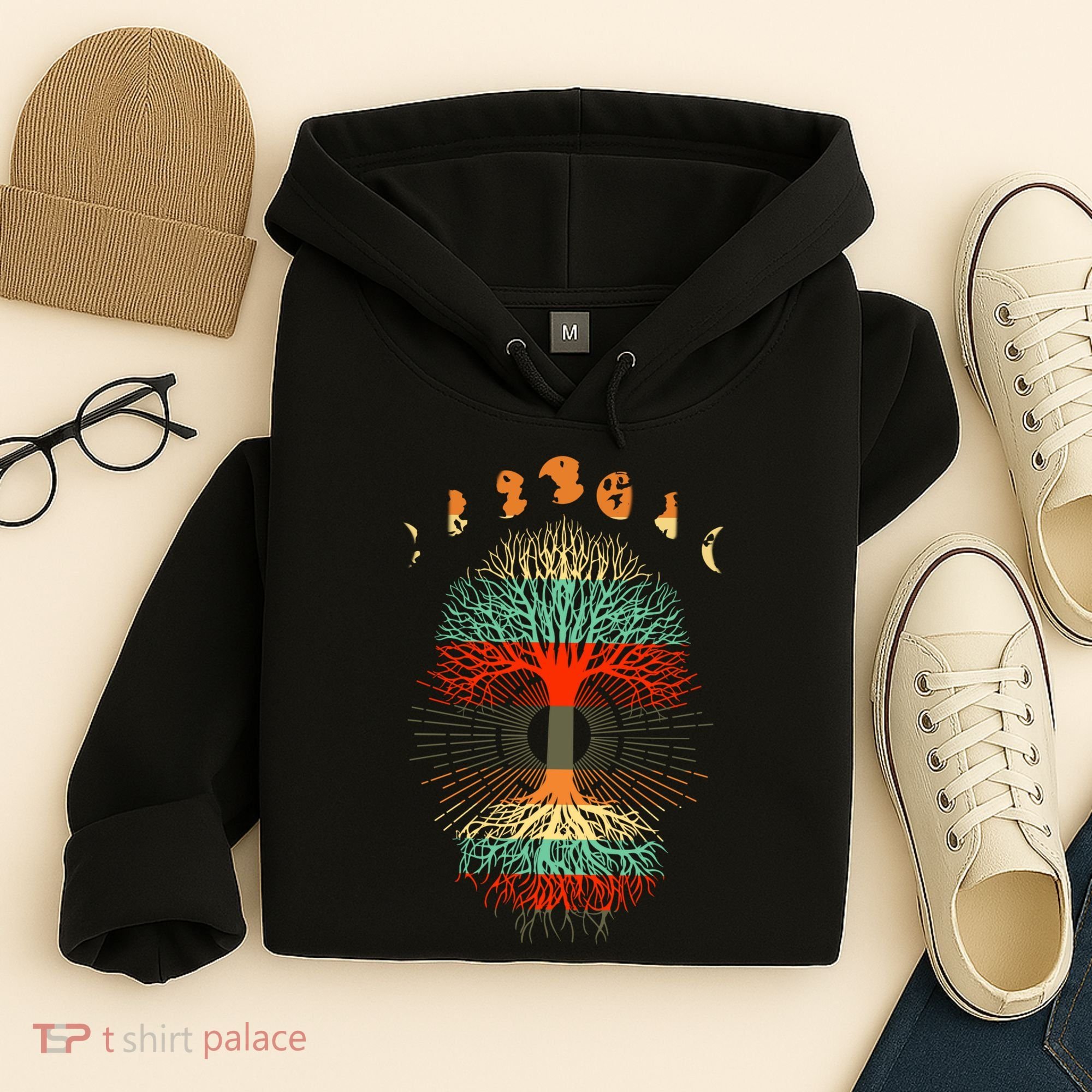 Phases Of The Moon Nature Retro Hoodie