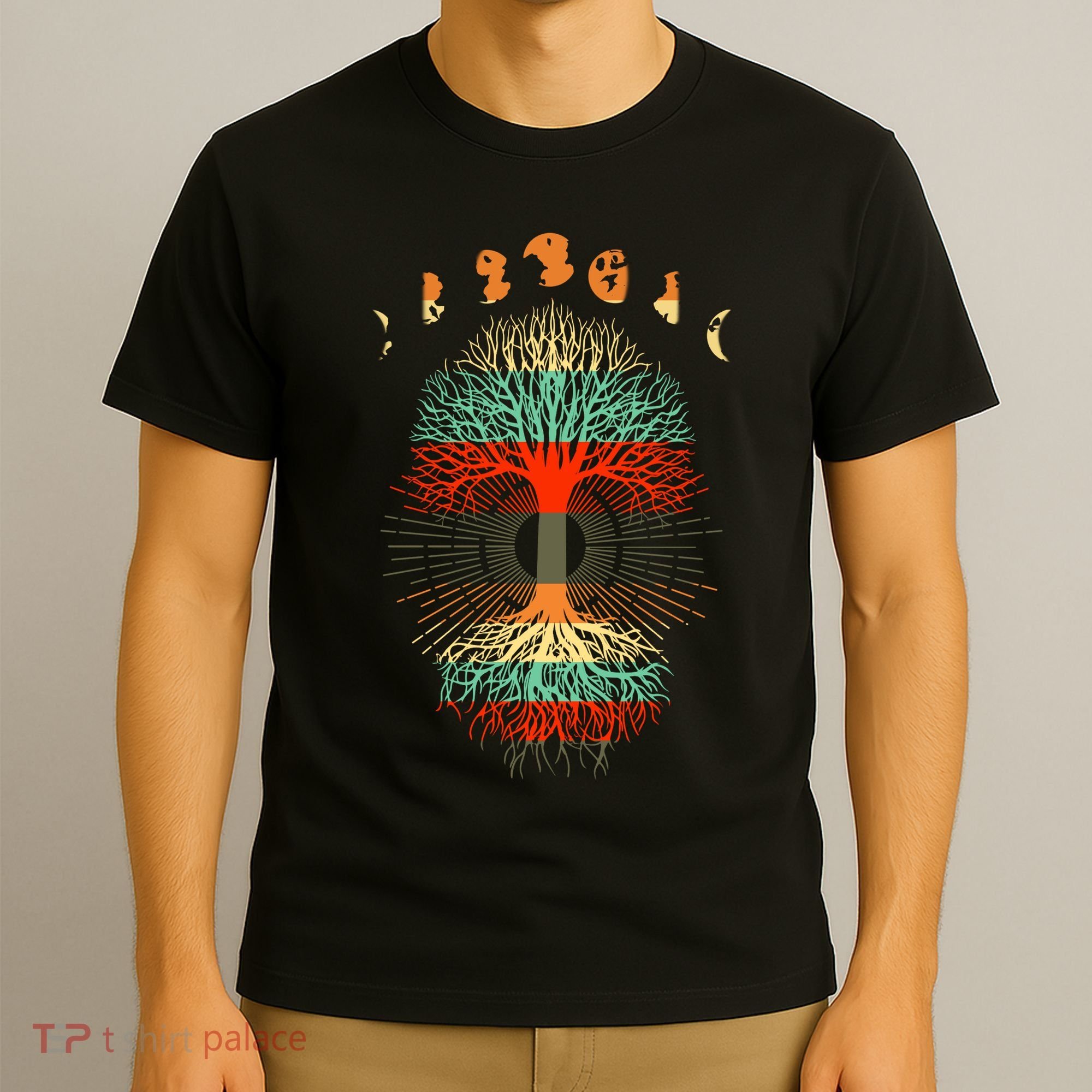 Phases Of The Moon Nature Retro T-Shirt