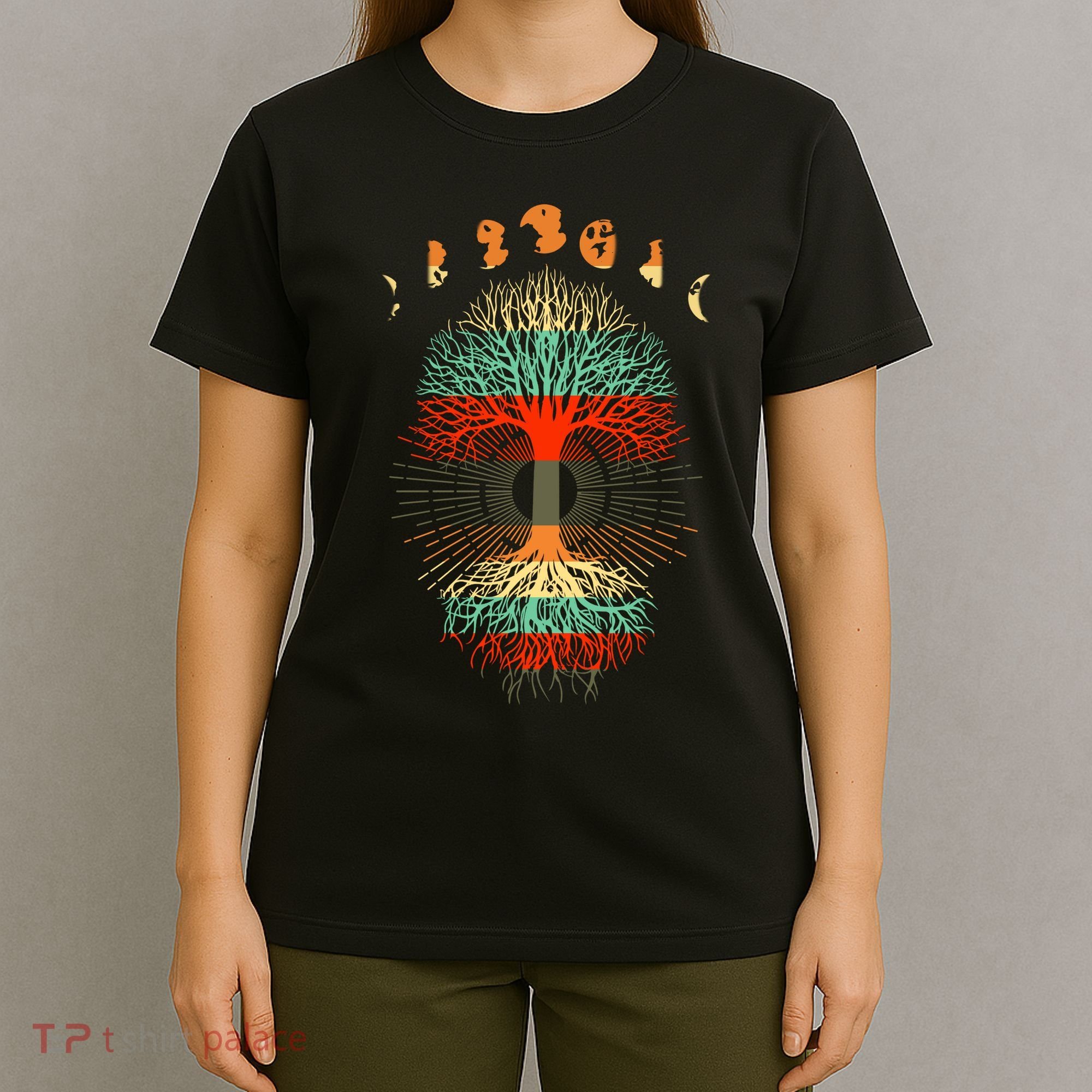 Phases Of The Moon Nature Retro T-Shirt