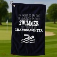 Proud Of Talented Swimmer Granddaughter Golf Towel thumb 1