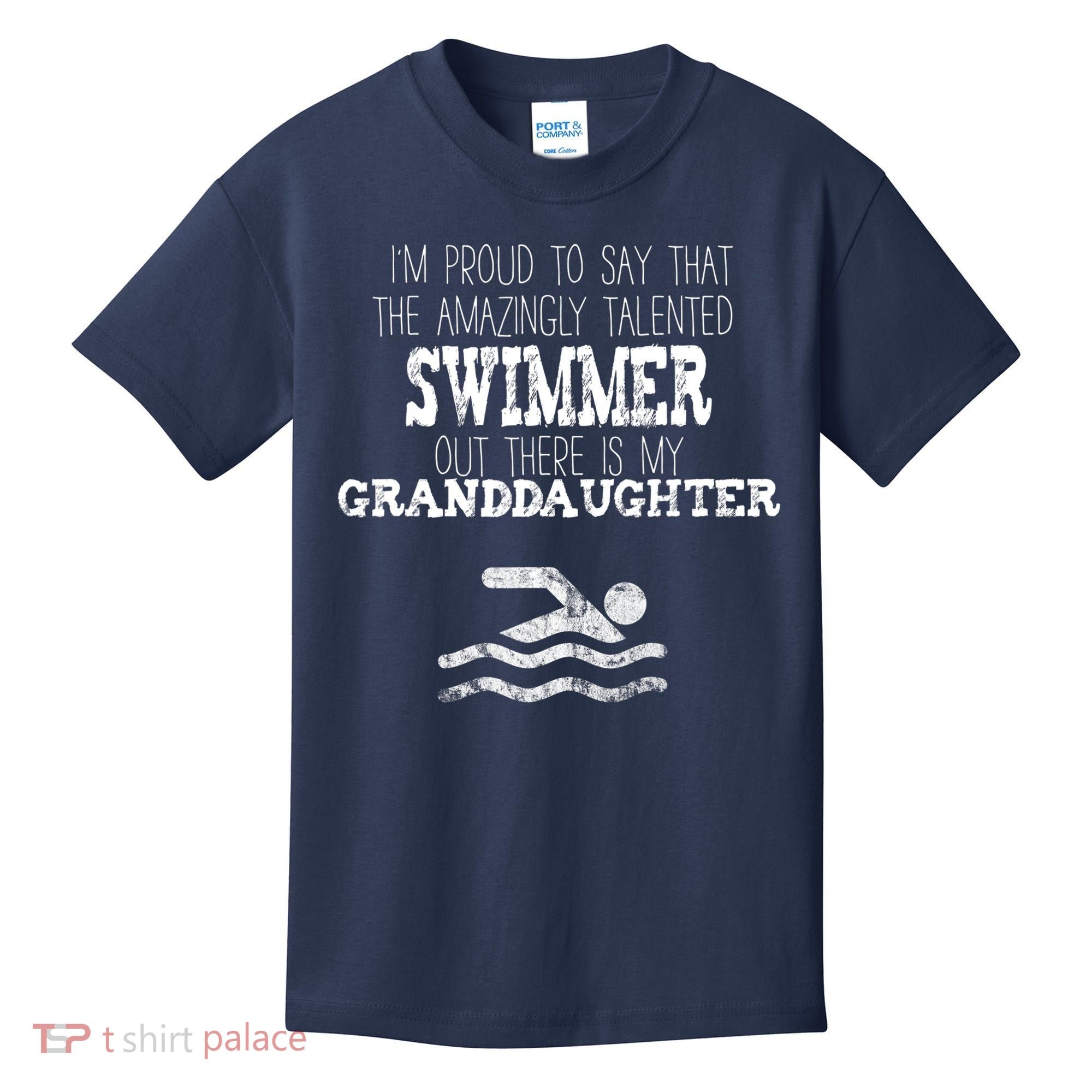 Proud Of Talented Swimmer Granddaughter Kids T-Shirt