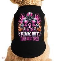 Pink Out Tackle Breast Cancer Awareness Football Doggie Tank thumb 0