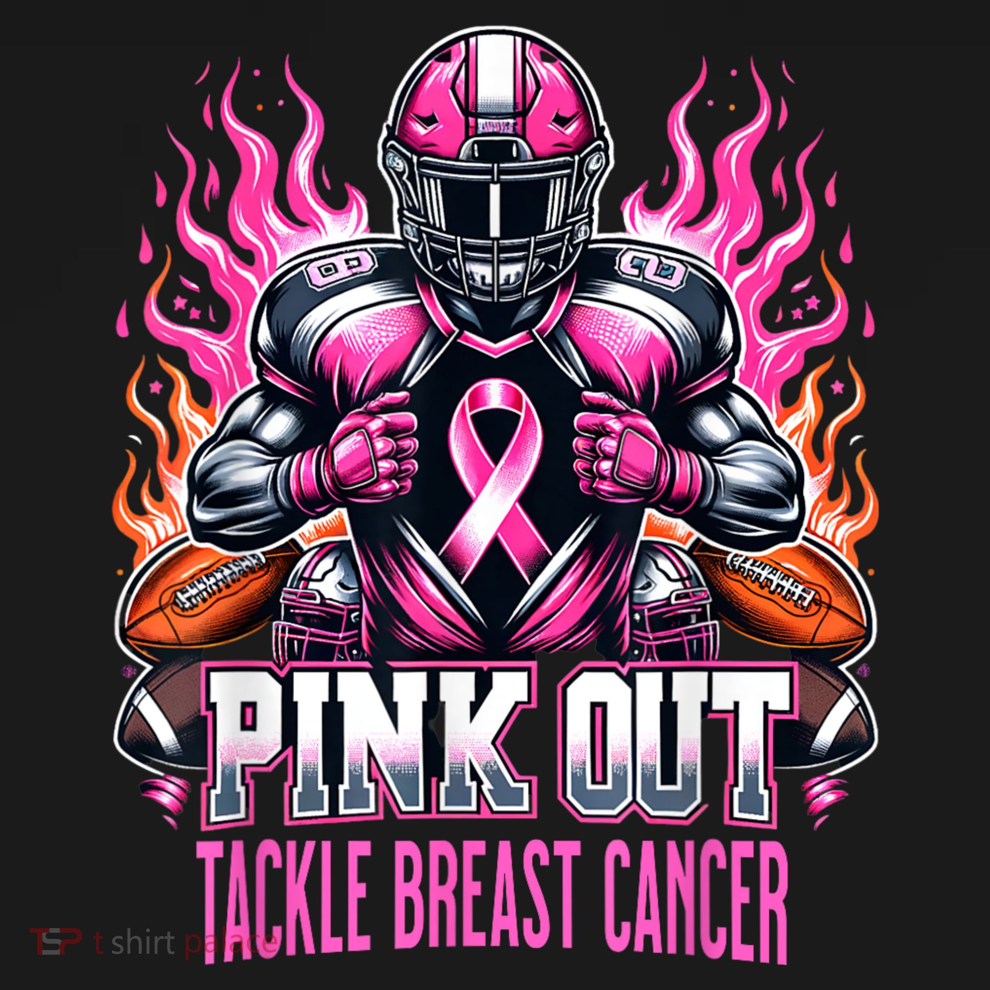 Pink Out Tackle Breast Cancer Awareness Football Hoodie