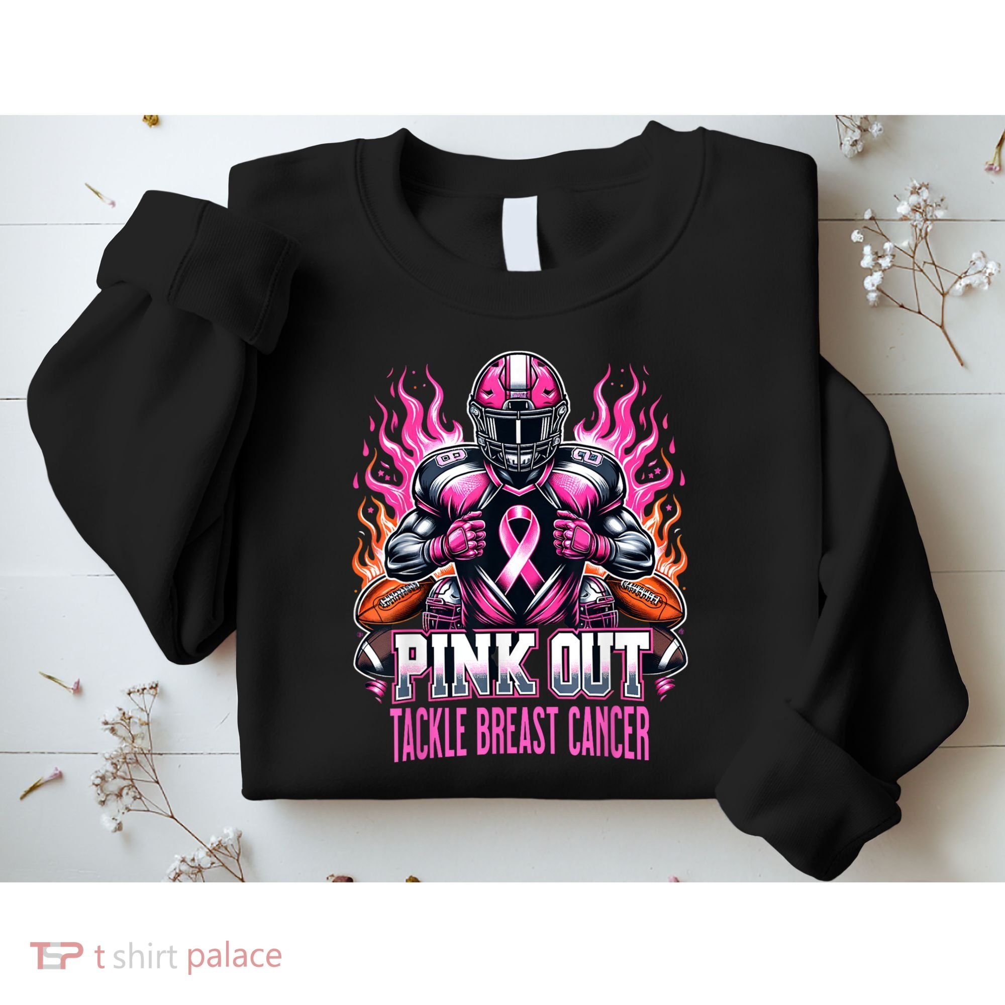 Pink Out Tackle Breast Cancer Awareness Football Sweatshirt