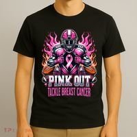 Pink Out Tackle Breast Cancer Awareness Football T-Shirt thumb 3