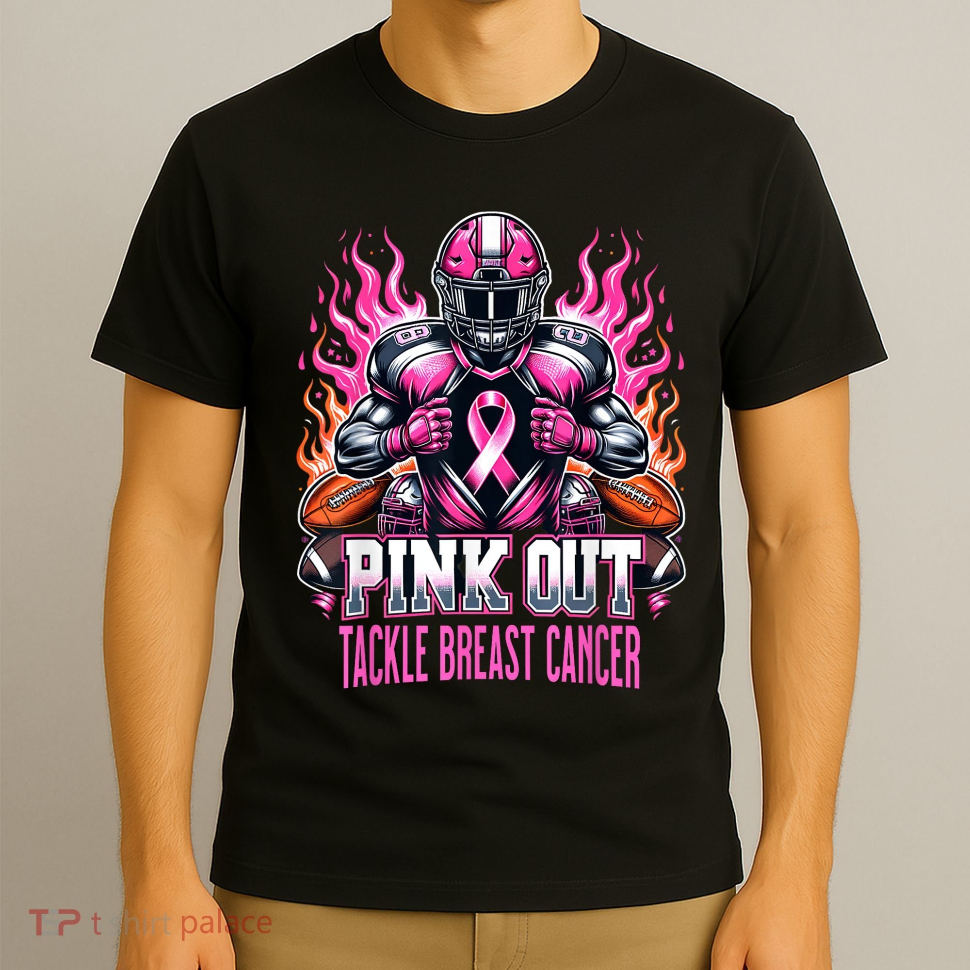 Pink Out Tackle Breast Cancer Awareness Football T-Shirt