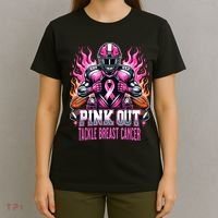 Pink Out Tackle Breast Cancer Awareness Football T-Shirt thumb 4