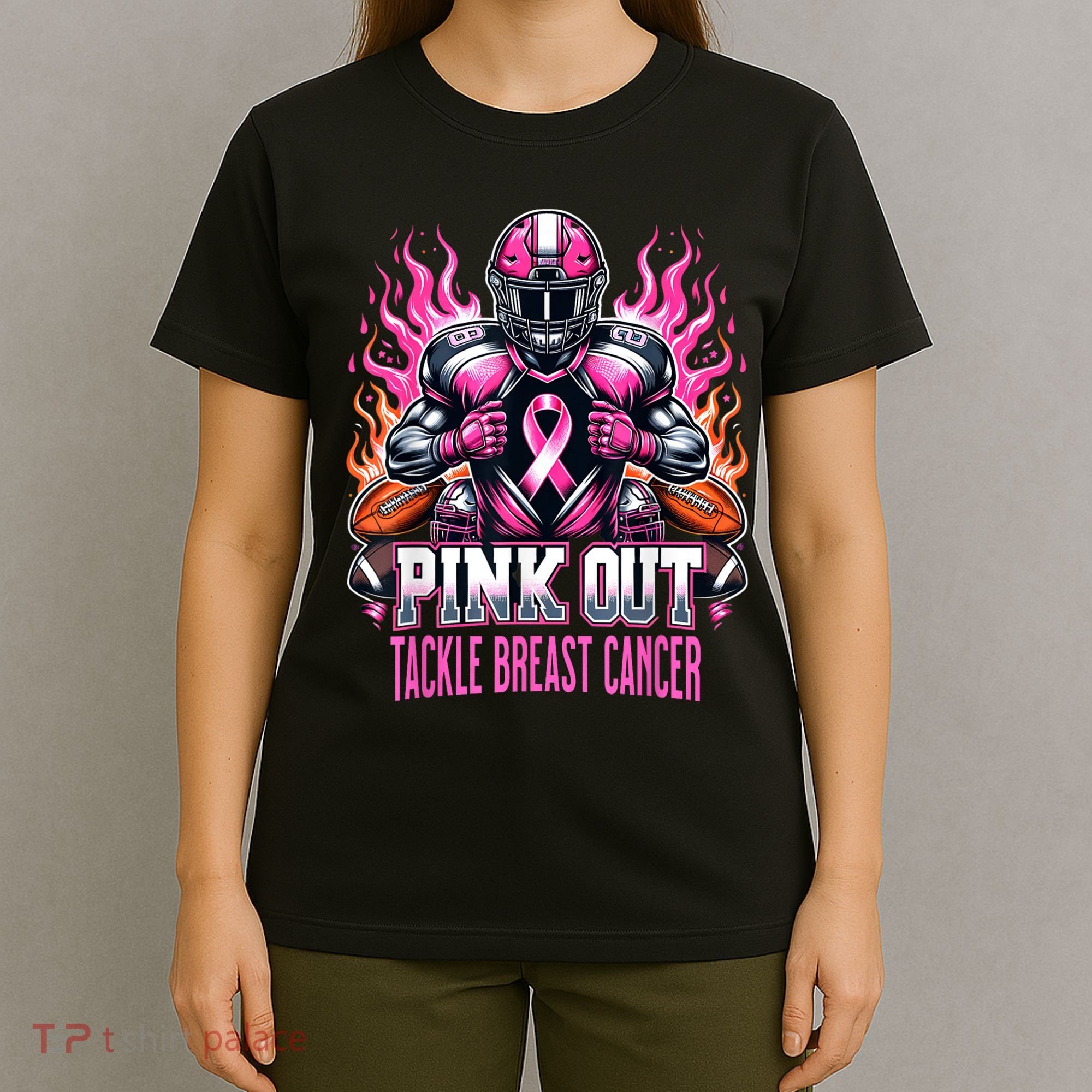 Pink Out Tackle Breast Cancer Awareness Football T-Shirt