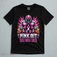 Pink Out Tackle Breast Cancer Awareness Football T-Shirt thumb 5