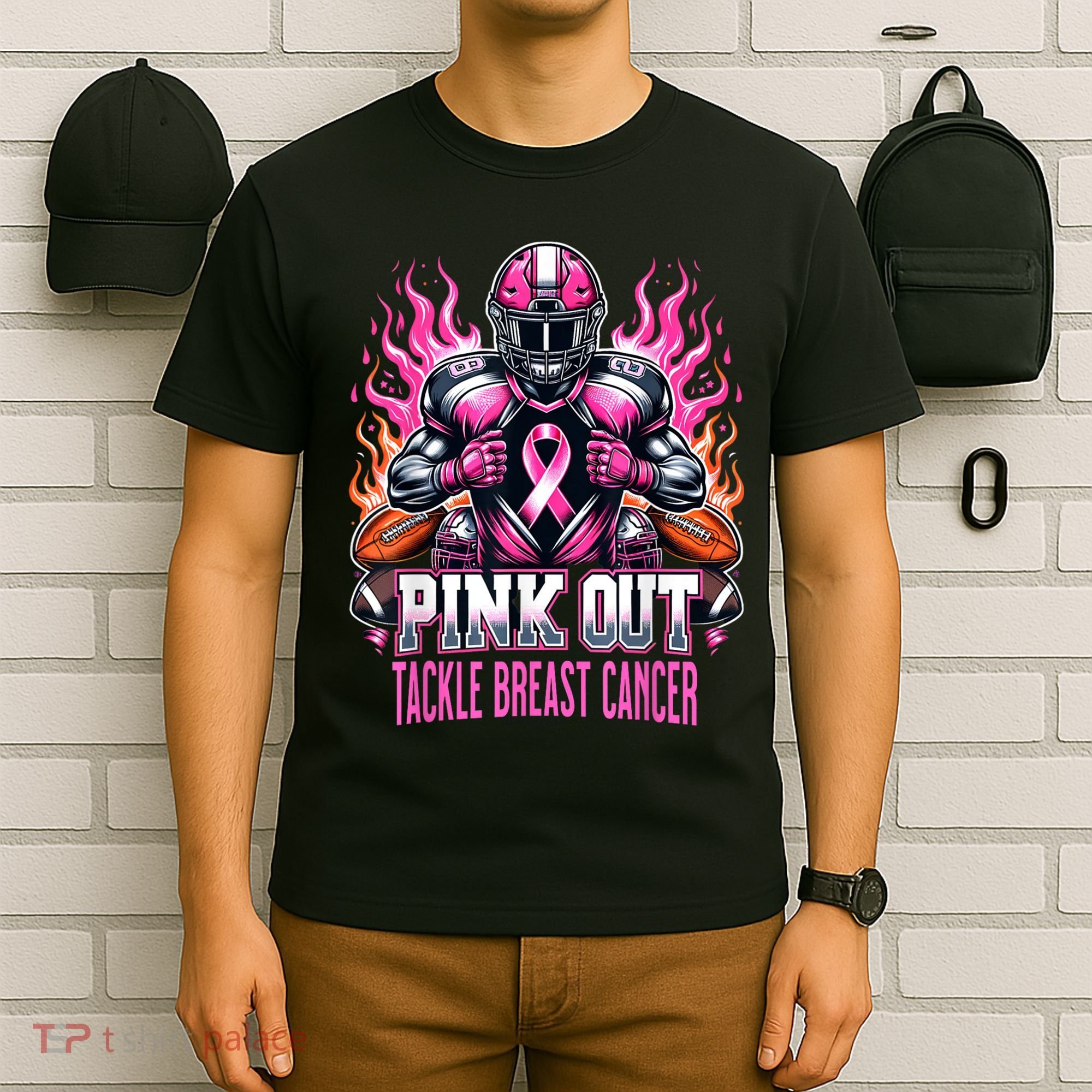 Pink Out Tackle Breast Cancer Awareness Football T-Shirt