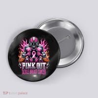 Pink Out Tackle Breast Cancer Awareness Football Button thumb 0