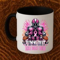 Pink Out Tackle Breast Cancer Awareness Football Coffee Mug thumb 2
