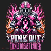Pink Out Tackle Breast Cancer Awareness Football Beanie thumb 2