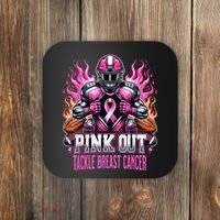Pink Out Tackle Breast Cancer Awareness Football Coaster thumb 0