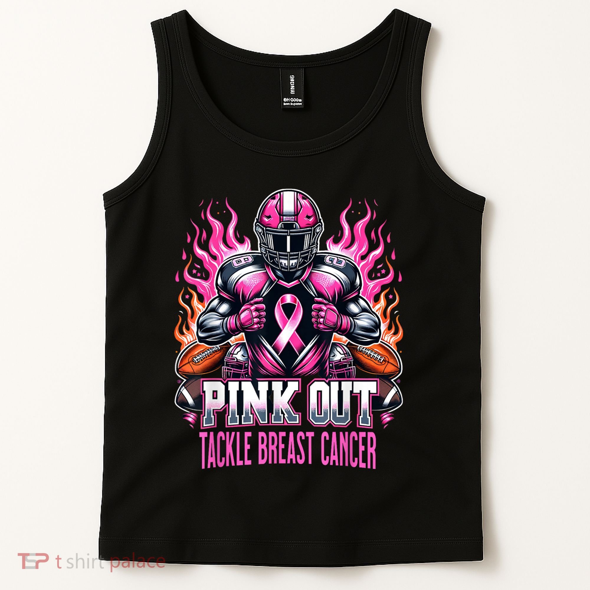 Pink Out Tackle Breast Cancer Awareness Football Tank Top