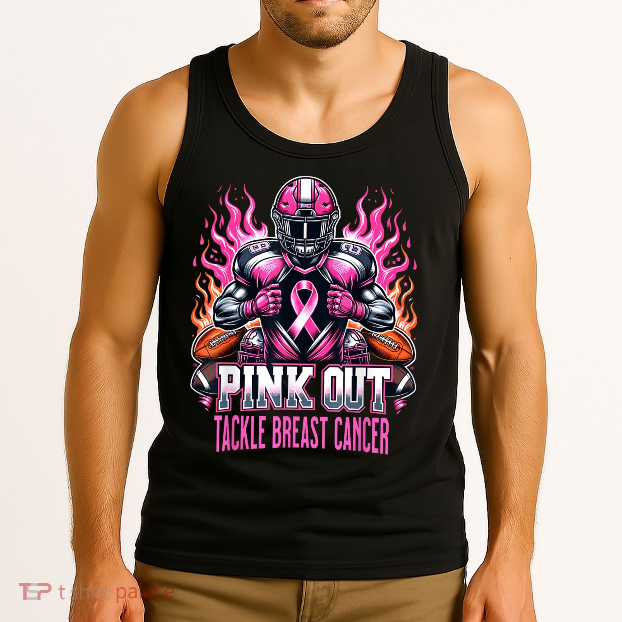 Pink Out Tackle Breast Cancer Awareness Football Tank Top