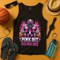Pink Out Tackle Breast Cancer Awareness Football Tank Top thumb 4