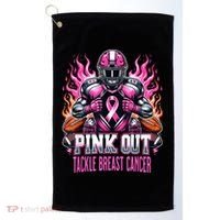 Pink Out Tackle Breast Cancer Awareness Football Golf Towel thumb 0