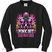 Pink Out Tackle Breast Cancer Awareness Football Kids Sweatshirt thumb 0