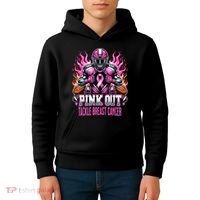 Pink Out Tackle Breast Cancer Awareness Football Kids Hoodie thumb 4