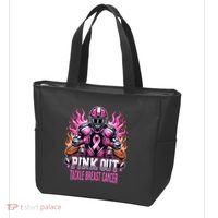 Pink Out Tackle Breast Cancer Awareness Football Tote Bag thumb 3