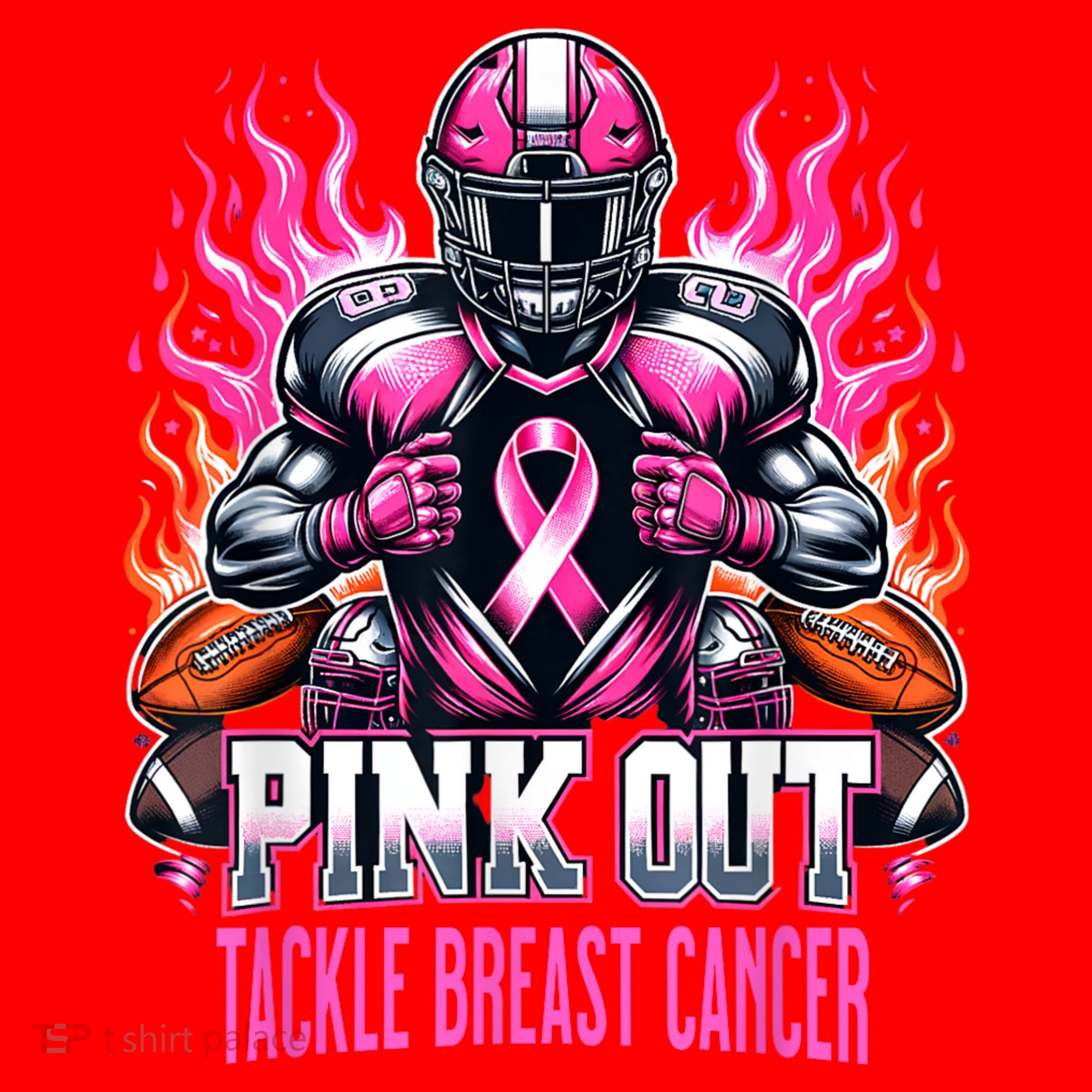 Pink Out Tackle Breast Cancer Awareness Football Santa Hat