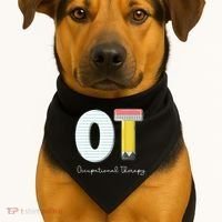 Pediatric Occupational Therapy Cute Pencil Back To School USA-Made Doggie Bandana thumb 1