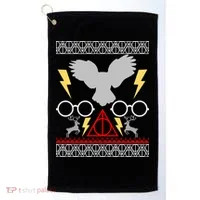 Potter Ugly Christmas Sweater Lighting Golf Towel thumb 0