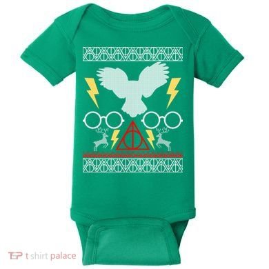 Potter Ugly Christmas Sweater Lighting Baby Bodysuit