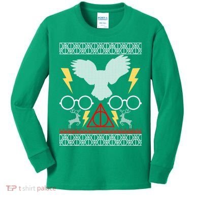 Potter Ugly Christmas Sweater Lighting Kids Long Sleeve Shirt