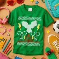 Potter Ugly Christmas Sweater Lighting Kids T-Shirt thumb 3