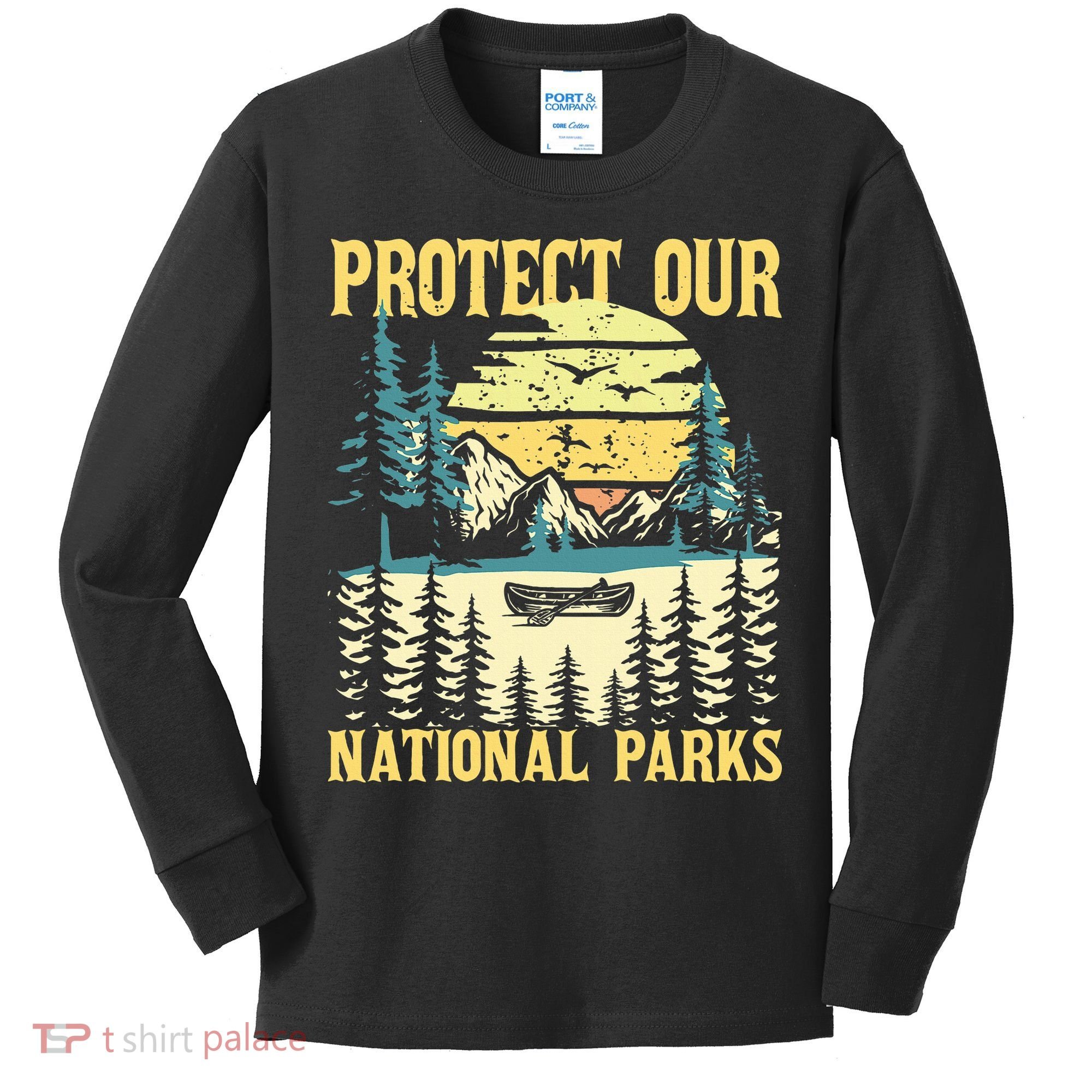 Protect Our Us National Parks Hiking & Camping Lover Kids Long Sleeve Shirt
