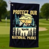 Protect Our US National Parks Hiking & Camping Lover Golf Towel thumb 1