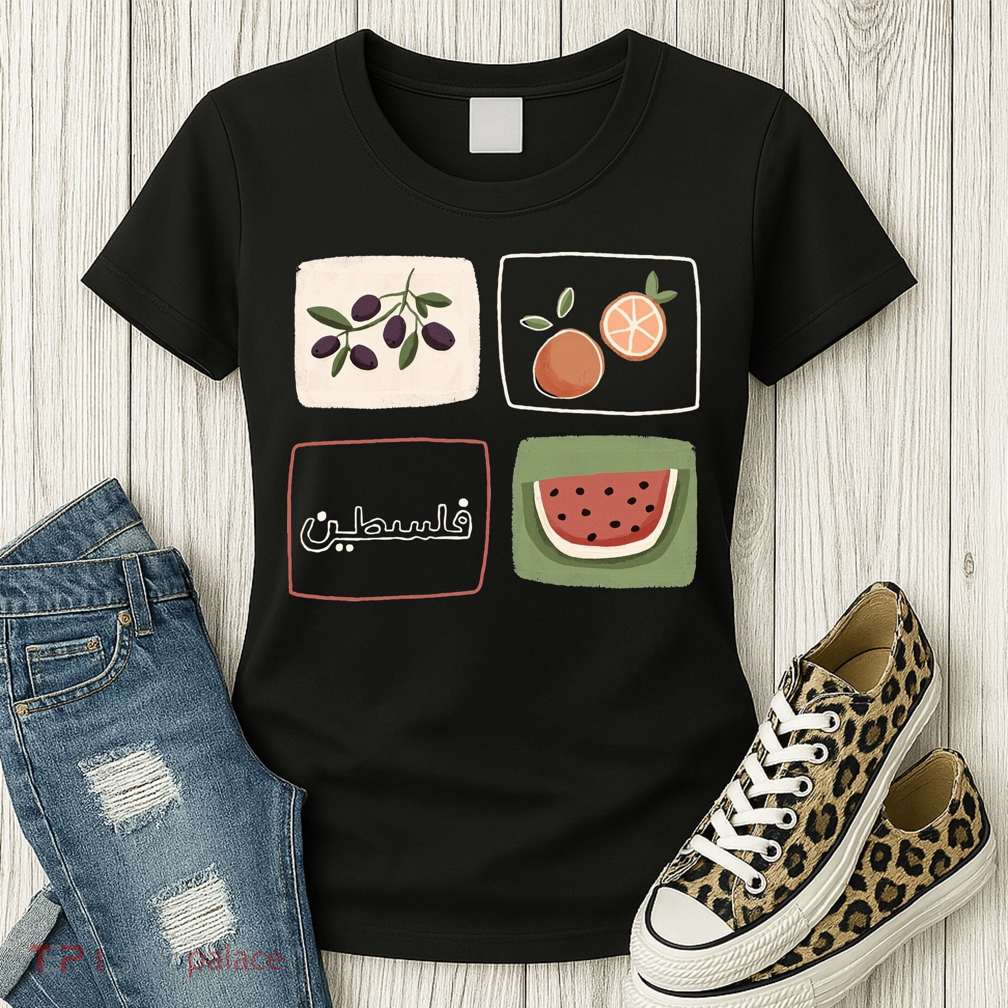 Palestine Olives Watermelon Orange Falasteen Palestinian Women's T-Shirt