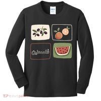 Palestine Olives Watermelon Orange Falasteen Palestinian Kids Long Sleeve Shirt thumb 0