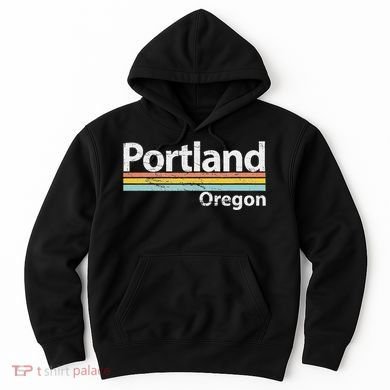 Portland Oregon Worn Design Retro Stripes Classic Hoodie