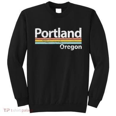 Portland Oregon Worn Design Retro Stripes Classic Sweatshirt