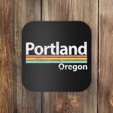 Portland Oregon Worn Design Retro Stripes Classic Coaster