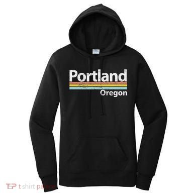 Portland Oregon Worn Design Retro Stripes Classic Women's Hoodie